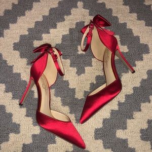 Jessica Simpson Red Satin Bow Heels